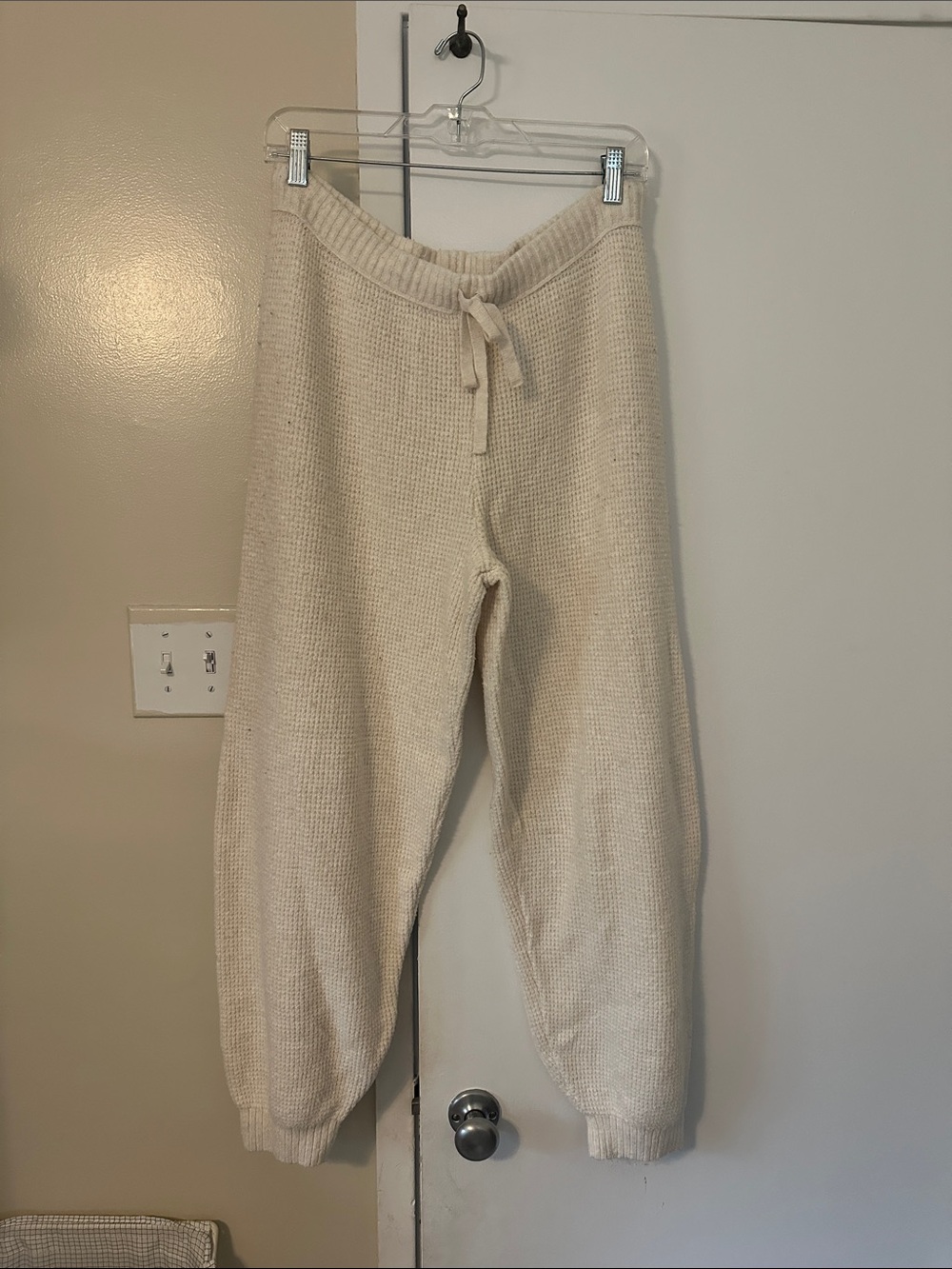 aerie Cream Knit waffle  Sweatpants with Drawstring